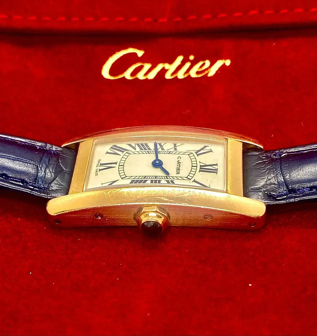 Cartier Tank Americaine 18k Rose Gold Watch 2503 Leather Strap 100