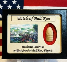 Civil War Bullet from The Battle of Bull Run, with Display Case,Color! with COA