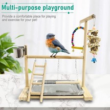 Wood Bird Playground Playstand With Feeder Cups Ladder Versatile Exercise