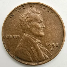 1952 D Lincoln Wheat Cent Woody XF/AU Wood Grain Penny Improper Alloy Mix EF