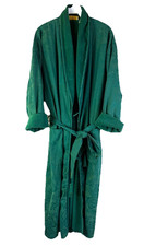 Vintage 90s Victorias Secret Brocade Floral Terry Lined Bath Robe Green