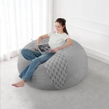 3FT Bean Bag Chair Teardrop Beanbag Chair with Memory Foam Filled Soft Checkb...