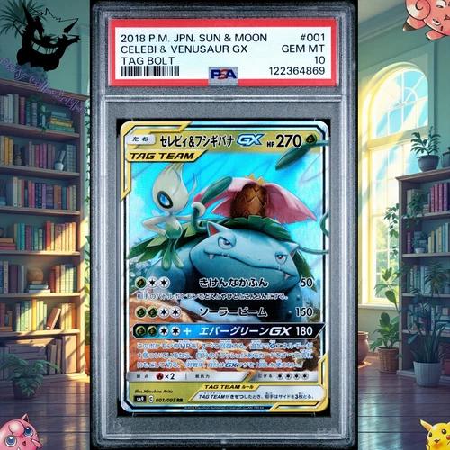 PSA 10 Celebi & Venusaur GX 001/095 Tag Team RR Tag Bolt SM9 Japanese Pokemon