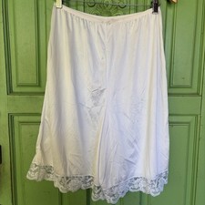 Vintage Lorraine Pettipants 1X White Lace Trim Nylon Bloomers Half Slip Plus