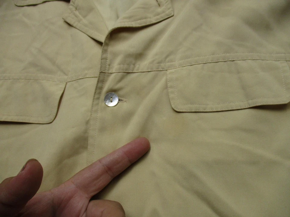 Chaqueta Orvis Para Hombre Mediana Amarilla 100% Forrada de Seda Camisa Safari Chaqueta Bolsillos Foto 4 de 4