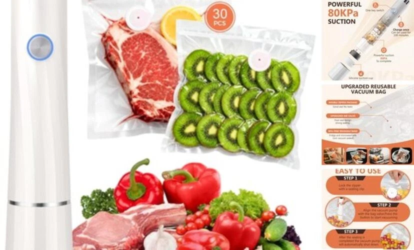 Vacuum Sealer For Food (Compact Vacuum Sealers+30 Reusable Vacuum white Small