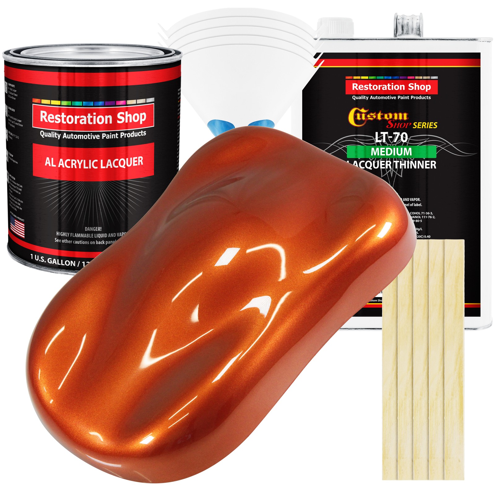 Inferno Orange Pearl Metallic Acrylic Lacquer Gallon Auto Paint Kit with Medium Thinner