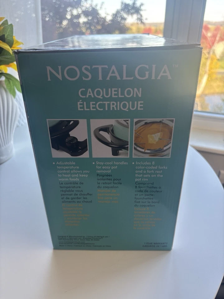 Juego de fondue eléctrica Nostalgia olla de chocolate y queso 8 tenedores pinchos codificados por colores Foto 4 de 4