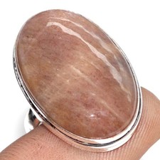 Sunstone 925 Silver Plated Gemstone Handmade Ring US 6.5 Birthday Gift MJ