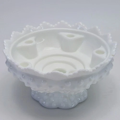 Vintage Fenton White Hobnail Milk Glass Pedestal Base 6 Candle Holder