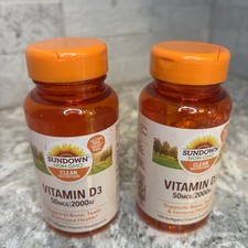 Lot Of 2 Sundown Vitamin D3 50mcg 2000IU 150 softgels Each. EXP 05/27
