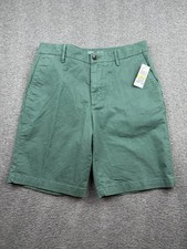 IZOD Men's Chino Shorts Size 30 NWT Green Flat Front Cotton Twill Casual Summer