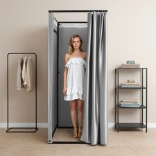 85 200cmClothing Store Fitting Room,Changing Room w/Shading Curtain,Freestanding