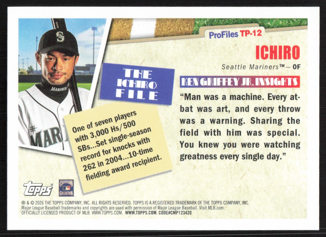 2026 Topps Profiles By Ken Griffey Jr. Ichiro Card #TP-12