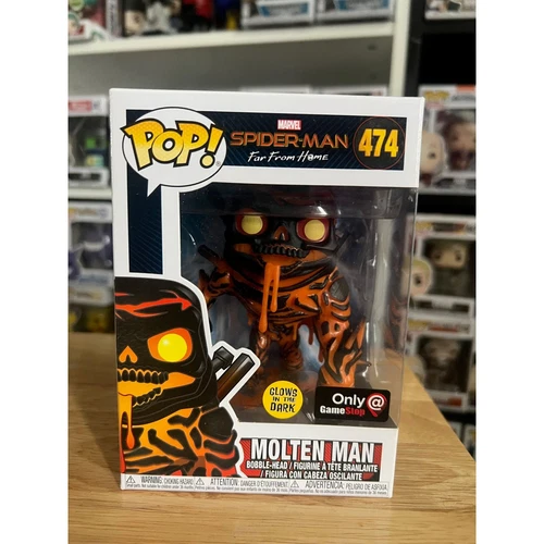 VAULTED EXCLUSIVE GLOW Molten Man Funko Pop Bobblehead #474 Spider-man Far From