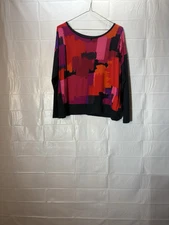 Ruby Red Petite Block Party Top With Multiple Colors/ Scoop Neck Casual Sleeves