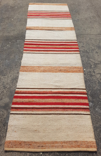 Vintage Traditional Handmade Beautiful Striped Kilim Floor Rug Carpet 296x88 cm