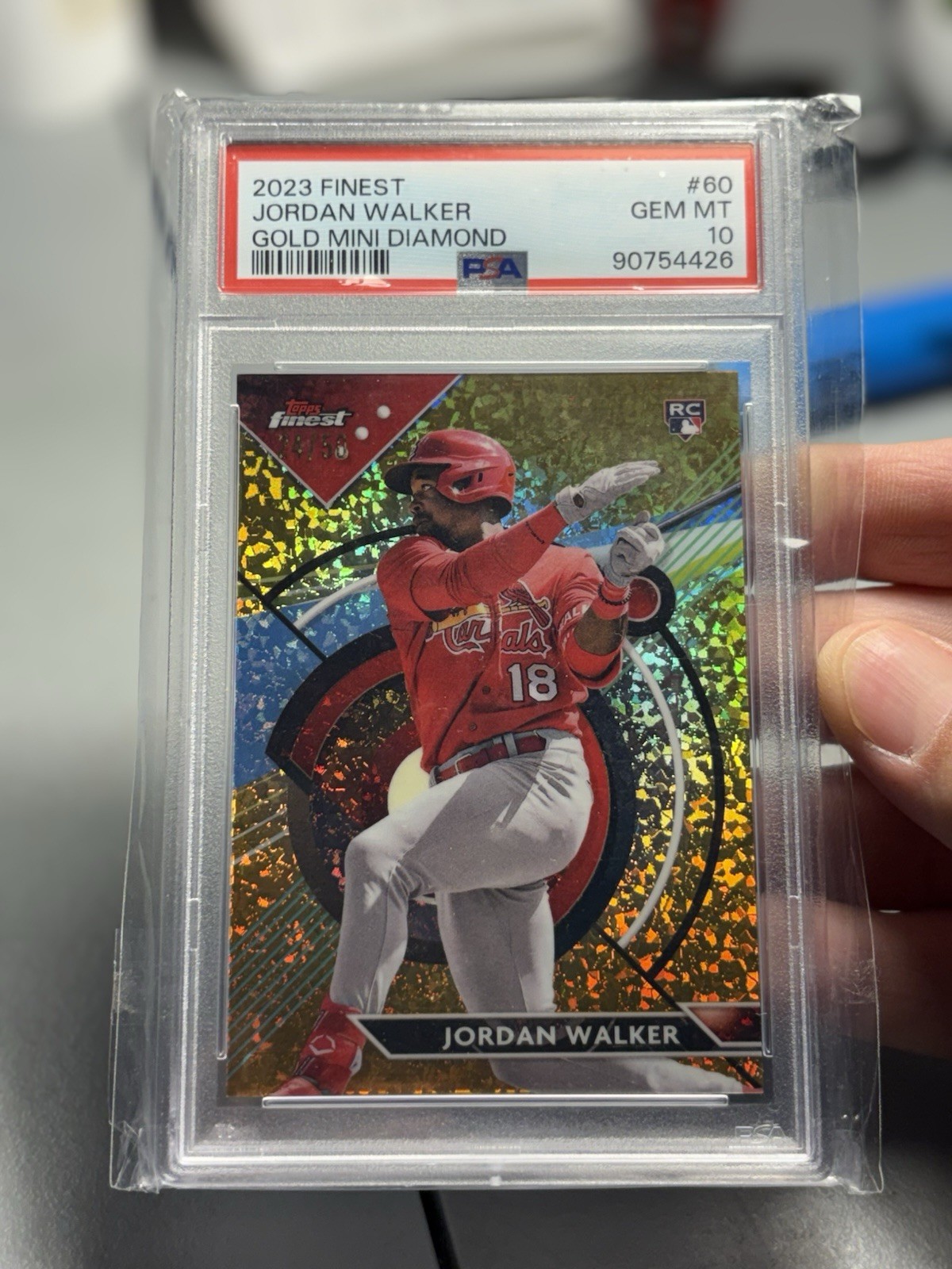 2023 Topps Finest Jordan Walker #60 Gold Mini-Diamond Refractor /50 RC PSA 10 SP