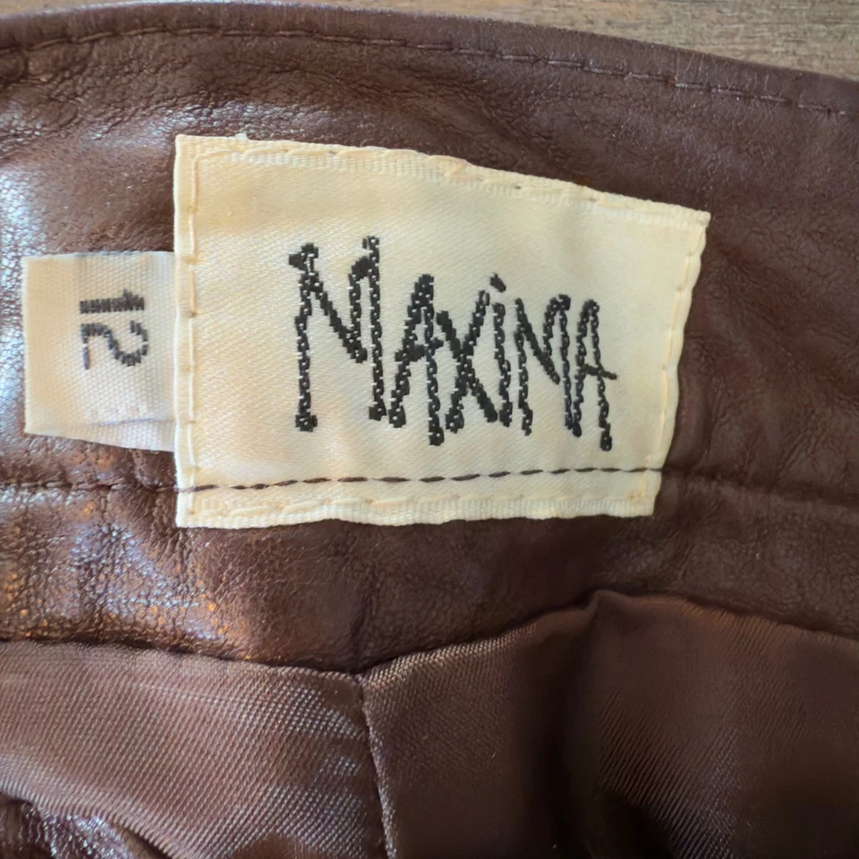 Vintage brown genuine leather midi pencil skirt high waisted 90s dark academia - Image 3 of 4