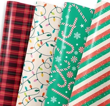 Christmas Wrapping Paper for Kids & Adults, 8 Sheets Colorful Xmas 