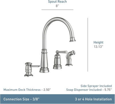 MOEN Einhebel-Küchenarmatur – Edelstahl Fleckenresistent, Mit Pulldown-Sprühkopf, Einfache Installation