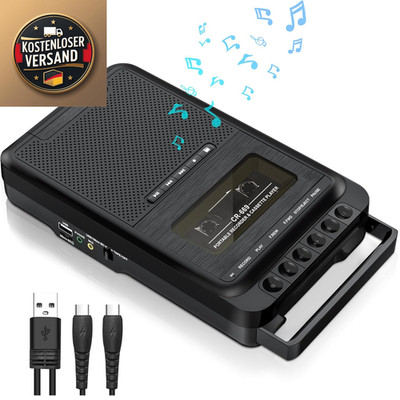 Kassettenrekorder mit USB TF Aufnahme und Wiedergabe 3 Modi 3,5 mm Kop
