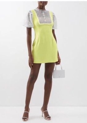 Self-Portrait Lime Green Embellished Jeweled Beaded Tulle Crepe Mini Dress 2