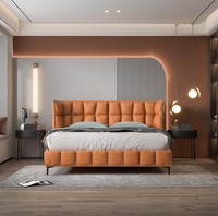 Oranges Doppelbett Schlafzimmer MöBel Textilbetten Holzgestell Stilvoll