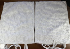 Pair 2 Pottery Barn Pick-Stitch Standard Pillow Shams Cotton Quilted White
