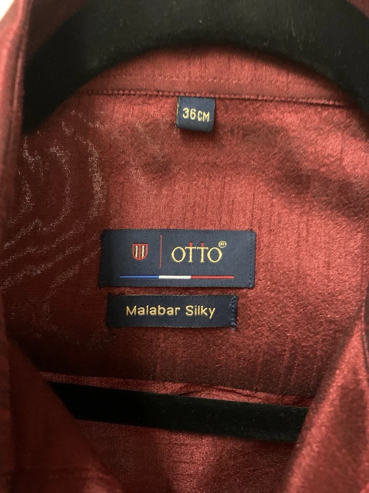 Camisa social Otto masculina manga curta seda ajuste fino botão para baixo casual pequena/36W - Imagem 3 de 4