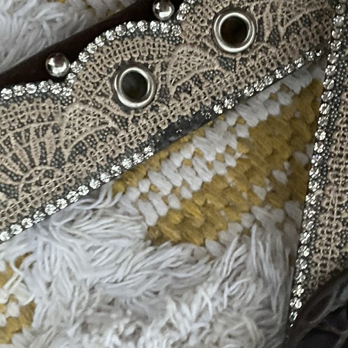 Angel Ranch Girls Tan Lace with Clear Crystals Belt XL Beautiful DA3652 - Picture 3 of 5
