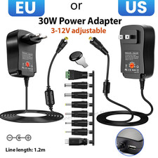 EU/US 30W Power Adapter 3V 4.5V 5V 6V 7.5V 9V 12V Adjustable Voltage Adapters Un