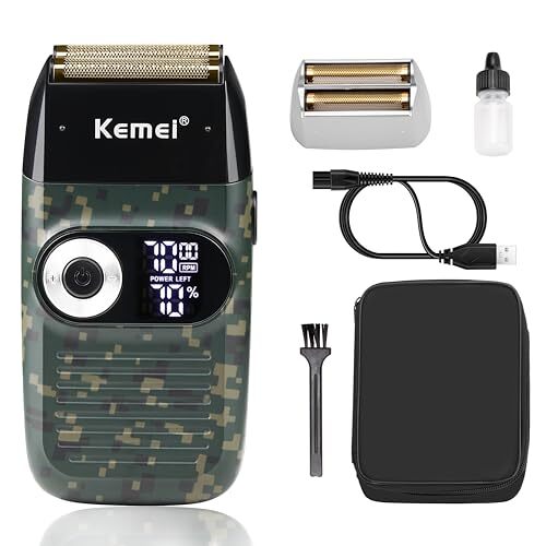 KEMEI Rasoio elettrico a lamina per uomo con rifinitura della calvizie (l8V)