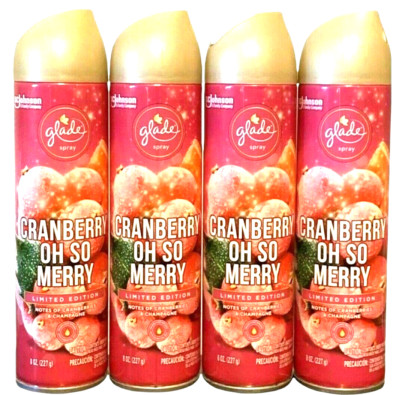 (4 Pack) Glade Air Freshener Spray - Cranberry Oh So Merry - 8 oz PRIORITY MAIL