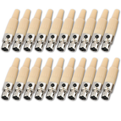 20 Pack Mini XLR Connector 3 Pin Female Plug TA3F, Audio Panel Mount Mic Adapter