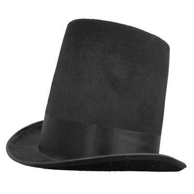 ILOVEFANCYDRESS BLACK STOVEPIPE TOP HAT FELT VICTORIAN FANCY DRESS FORMAL COSTUME ACCESSORY