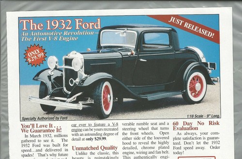 2000 FAIRFIELD MINT advertisement, for 1932 Ford Coupe die-cast model  - Bild 2 von 3