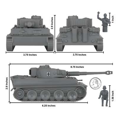 BMC CTS WW2 German Tiger I Tank Classic Toy Soldier GRAY Plastic