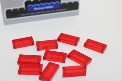 Lego (c) 10x Fliesen 1x2 - transparent rot - 3069b - tile - Kacheln - Fliese
