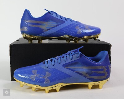 Under Armour Blur Lux MC Blue Gold Football Cleats Men's Size 13.5 (3023957-403)
