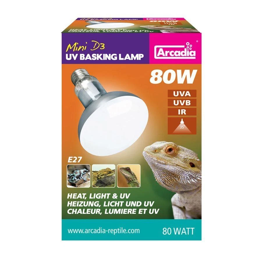 Arcadia D3 UV Basking Lamp E27 Lampe 80 Watt Terrarienlampe Reptilienlampe Spot