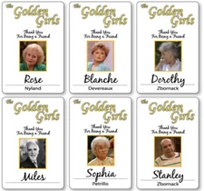 6 PC GOLDEN GIRLS CAST NAME BADGES TAGS HALLOWEEN COSPLAY MAGNET BACK