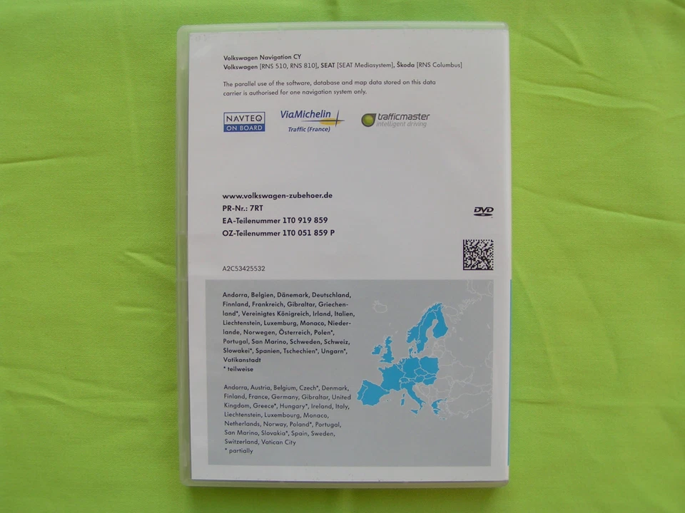 DVD NAVIGATION CY WEST EUROPA 2010 V7 VW RNS 510 810 GOLF CADDY TOURAN EOS SKODA - Bild 2 von 4