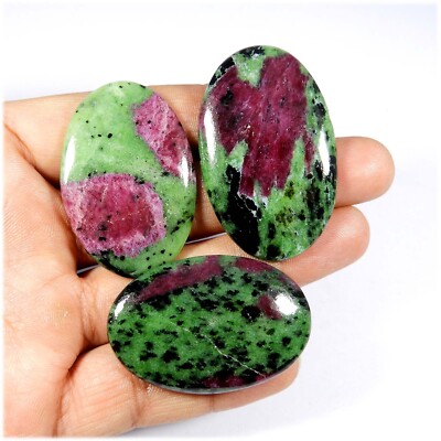 Natural Green Red Ruby Zoisite Gemstone Cabochon Wholesale Lot 3 Pc 227Ct #11127