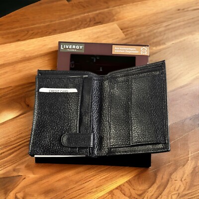 Leder- Geldbörse  Slim Wallet German Made Livergy Leather Black 