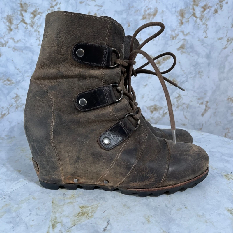 sorel joan of arctic mid leather hidden wedge boots