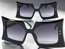 OVERSIZE EXAGGERATED Unique Vintage Retro SUNGLASSES Large Big Funky Black Frame