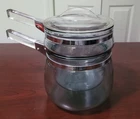 Vintage Pyrex Glass Double Boiler Flameware Clear/Blue Tint Stove Top Cookware