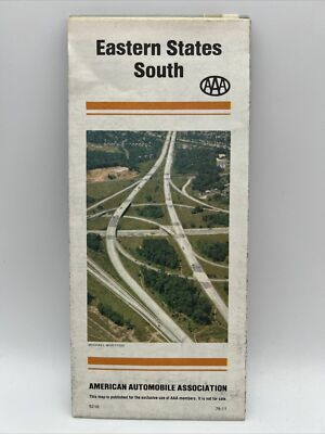 1979 AAA EASTERN STATES SOUTH HIGHWAY ROAD MAP Travel Guide Brochure