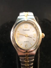 CARRIAGE Timex Two-Tone Classic Flex Band Bracelet Watch, 21mm NEW BATTERY 